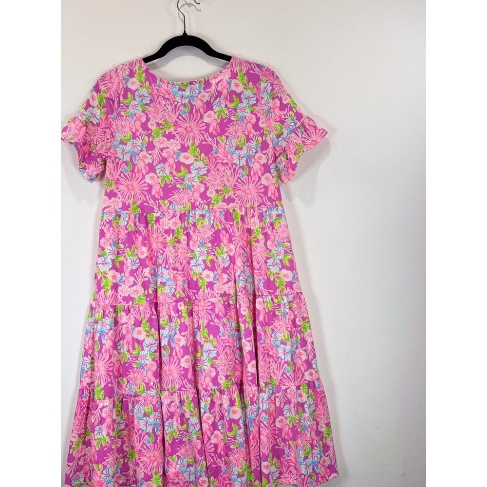 Lilly Pulitzer Mini Dress Pink Jodee Amethyst Moms The Word Tiered Swing Small - Picture 11 of 11